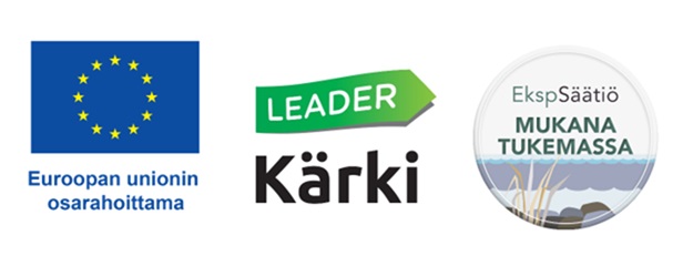 Rahoittajalogot Leader Kärksi, EU-lippu, Etelä-Karjalan Säästöpankkisäätiö